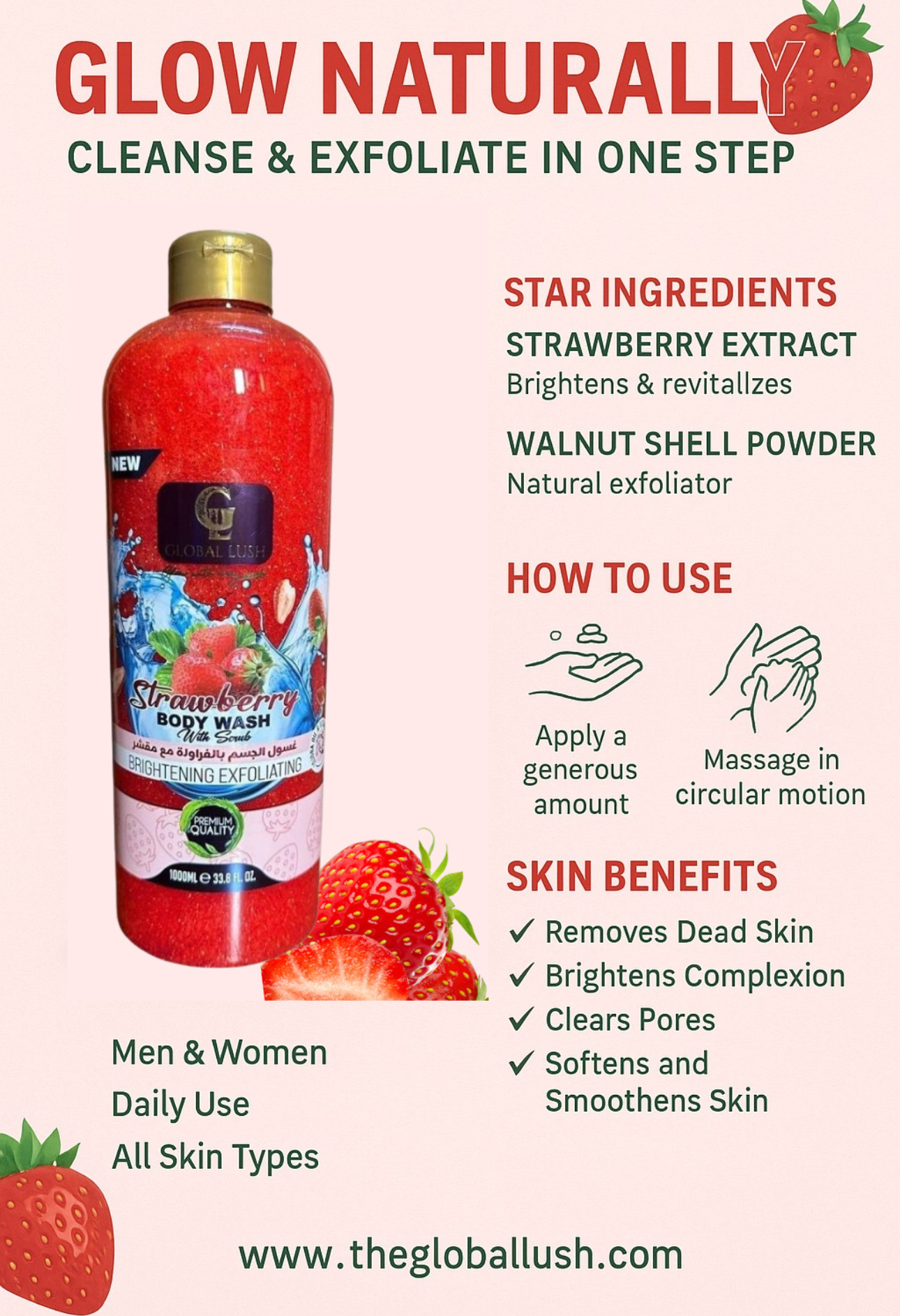 Strawberry Body Wash with Scrub
